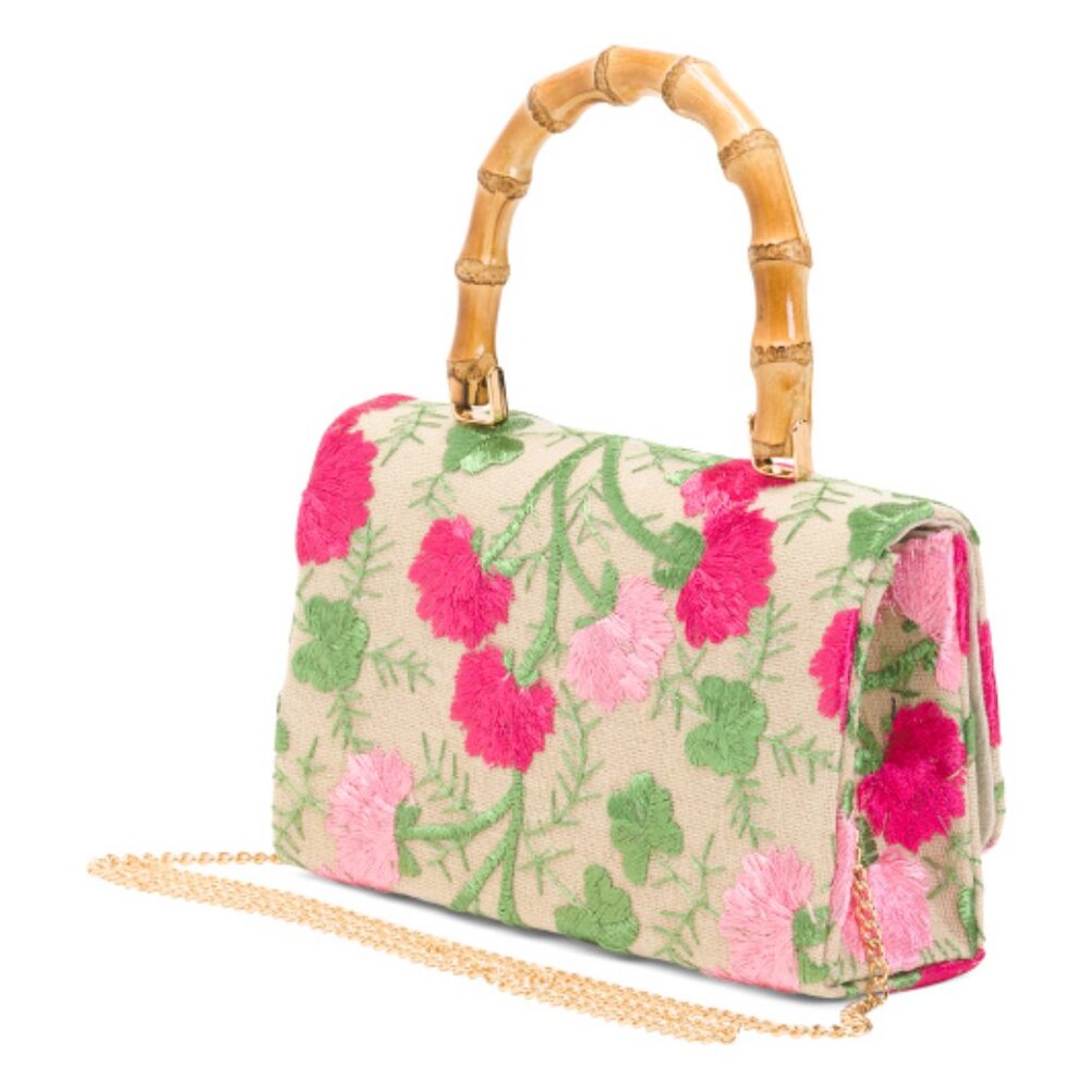 ALESSIA BIANCHI Floral Bamboo Handle Satchel - Picture 3 of 5